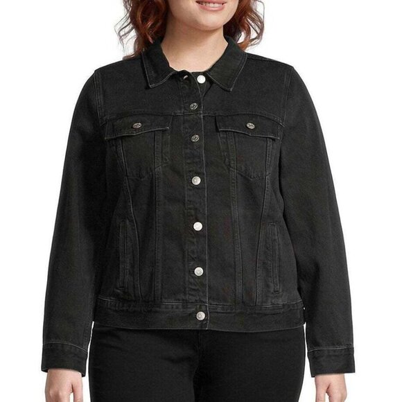 Madewell Denim Jacket 1X PLUS Womens Black Cotton Lunar Wash Jean Classic - Picture 3 of 6